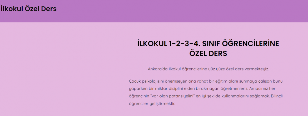 ankara ilkokul özel ders